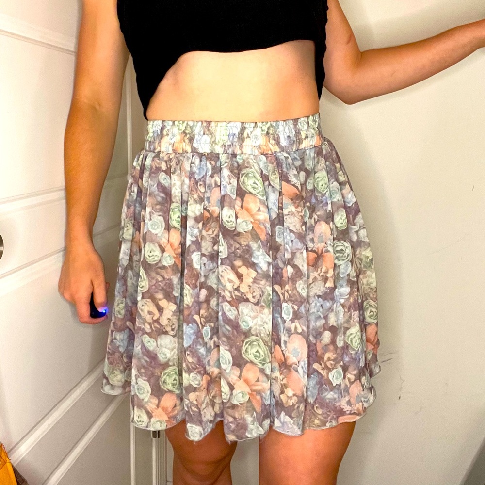 American Apparel Chiffon Floral High-Waisted Skirt